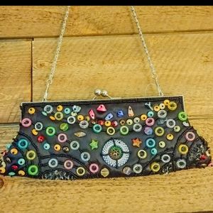 GEM Clutch Beaded Purse with Seashells T6